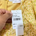 All in Favor Sasha Yellow Floral Ruched Sweetheart Neck Mini Dres Womens L NWT Photo 4