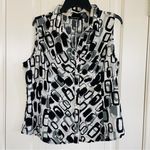 Blue Diamond Geometric Patterns Sleeveless Top Button Front size XL NWOT Photo 0