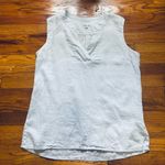 Garnet Hill Light Blue Linen V-Neck Tunic Top w/ 4” Side Slits - Size 12 Photo 1