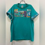 Handmade Teal Dog Pet Graphic T-Shirt Appliqué Glitter Large L Photo 12