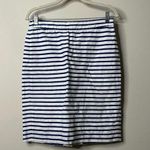 J.Crew White/Blue Striped The Pencil Skirt Women's 4 Photo 0