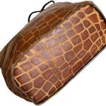 Arnold Palmer Vintage Leather Tote Bag Brown Croc Embossed Purse‎ Braided Straps Photo 6