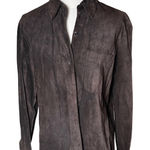 Ann Taylor Suede Leather Button Front Shirt Jacket Brown Womens S Photo 0