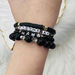 “Strong AF Mama” Arm Candy Beaded Bracelet Black Photo 5