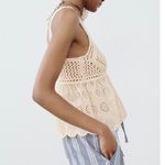 ZARA NWT Crochet Embroidered Floral Scalloped Tank Top in Cream - M Photo 3