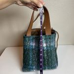 Sundance  Maple Glen Teddy Plaid Tote Bag Felted Textured Pebbled Leather Green Photo 8