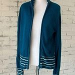 Urban Outfitters Large Blue Zip Up Cardigan Sweater Preppy Y2K Teal Stripe Photo 0