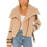 Tularosa Bailey Long Sleeve Full Zip Faux Fur Moto Jacket Beige Women's Size XS Photo 0