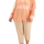 Alfani Peachy Sunrise Sheer Button Down Blouse Sz 1X Photo 0