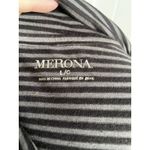 Merona Womens Top Size L Black Gray Ruched Short Sleeves Striped NEW Photo 5