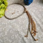 Champagne Gold Shimmer Long Tassel Necklace Photo 1