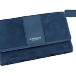 Coach  Signature C Black Logo Jacquard Leather TRIFOLD Wallet Change Purse Canvas Photo 0