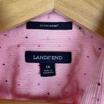 Lands' End  No Iron Supima Pink Stripe Polka Dot Button Down Shirt Size 14 Preppy Photo 4