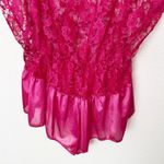 [Vintage] 80s Undercover Wear Pink Floral Lace Lingerie Teddy & Robe Sz Small S Photo 7
