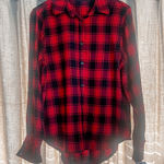 NWT Calvin Klein Jeans Red and Black Plaid Flannel Shirt Size Medium Photo 0