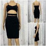 Privy  SMALL Womens Black Keyhole Sleeveless Bodycon Mini Dress Photo 1