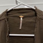 Free People  Oversized Draped Open Front Cardigan Jacket Brown Linen Blend size L Photo 3
