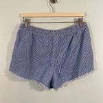 Aerie  Women Blue Striped Drawstring Cotton Pull On Shorts Size L Photo 1