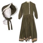 Handmade Vintage Prairie Dress Bonnet w Lace Eyelet Detailing Long Sleeve Floral Photo 1