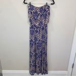 Love Culture  Blue Cream Damask Print Strapless Blouson Wide Leg Jumpsuit Medium Photo 1