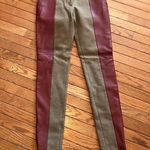 CELINE  Red & Beige Leather/Wool Pants sz38… Photo 2
