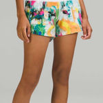 Lululemon  Speed Up Mid-Rise 4” Lined Shorts in No Limits White Multi Photo 0