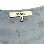 Ganni Serenity Blue Dainty Floral Georgette Wrap Top Blouse US S Photo 4