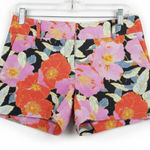 Ann Taylor LOFT Shorts 0 Floral Jacquard Pink Orange Summer Resort Wear Mod Retro Casual Photo 0