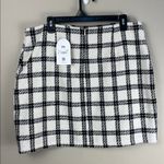 Arula Berkeley Plaid Tweed Mini Skirt 0X New Black Ivory Photo 2