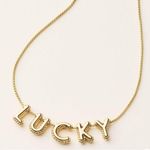 Kate Spade  Bubble chain Gold Necklace with 'LUCKY' Pendant NWT Photo 0