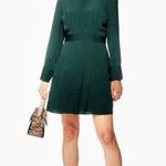 Topshop Dark Green Pleated Long Sleeve Button Up Structured Shirtdress US10 Photo 0