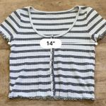 American Eagle  Women’s‎ Sz XS White/Black Stripe Snap Front Baby Doll Tee Photo 8