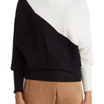 T Tahari  Diagonal Colorblock‎ Dolman Sweater Women's Large Black White Career Photo 0
