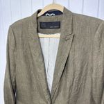ZARA  Linen blazer Olive green Size XL Photo 3