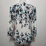 White House | Black Market Teal Floral Cardigan Small Romantic Feminine Photo 4