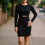 BCBG Max Azria Zarya XS Black Bodycon Dress Cutout Long Sleeve Photo 1