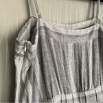 SUSINA Linen Blend Jumpsuit Women's Size Large Gray White Striped Black Photo 8