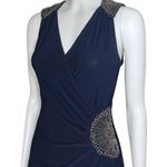 Vintage Y2K Navy Blue Beaded Cocktail Hoco Dress. S/M. Silver Boho Glam Party Size M Photo 7