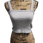 American Eagle  Plaid Crop Tank Top Ribbed Cotton Stretch‎ Summer XS Photo 0