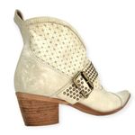 Spiral | Size 9 | VINTAGE Cream Studded Buckle Strap Leather Pointed Toe Booties Gold Photo 5