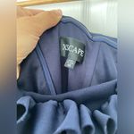 XScape  Women's Long Crepe Over-The-Shoulder Ruffle Gown Navy size 14 NWT Photo 4