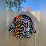 Just Be Just B Rainbow Tiger Stripe Jacket Womens Medium Flared 3/4 Sleeve Full Zip Photo 4
