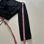 ZARA  Black Ruched Tie-Front Long Sleeve Crop Top | Adjustable Drawstring | Size Photo 5