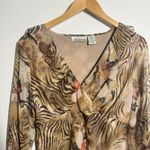 Vintage 90s Y2K Silk Babydoll Top Women M Brown Zebra Floral Bratz Going Out Size M Photo 2