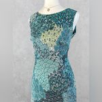Connected Apparel Peacock Print Sleeveless Sheath Dress Size 10 Photo 3