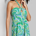 Wild Fable Women's Halter Tie neck Terry Towel Romper Blue Swirl Size XS Photo 0