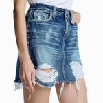 L'Agence Jolene Newberry Medium Blue Distressed Mini Skirt - Size 30 - US 8-10 Photo 2