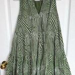 Steve Madden Abstract Striped Mini Dress Women's Size Medium Dark Olive Green Photo 0