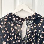 Self Portrait  Black Twist Front V Neck Ditsy Floral Mini Swing Skirt Dress 2 Photo 10