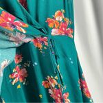 Xhilaration  Large Floral Faux Wrap Ruffle Boho Jewel Tone Dress V Neck Vacation Photo 2